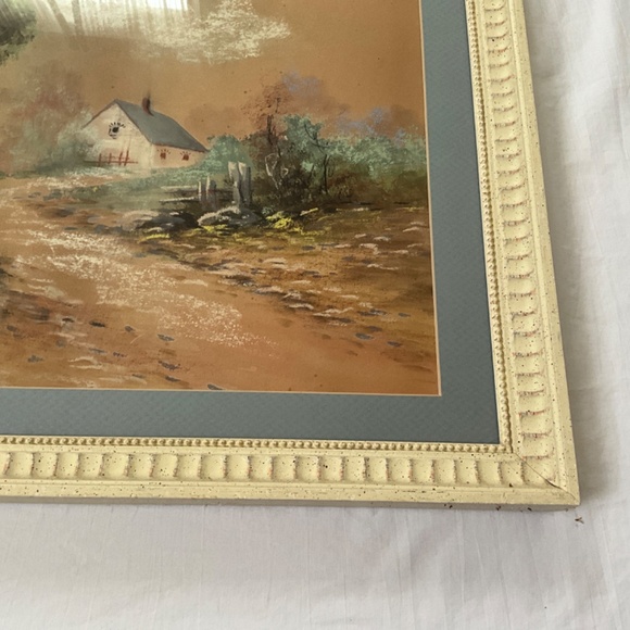 Vintage Matted & Framed Pastoral Landscape Scene - Picture 2 of 12